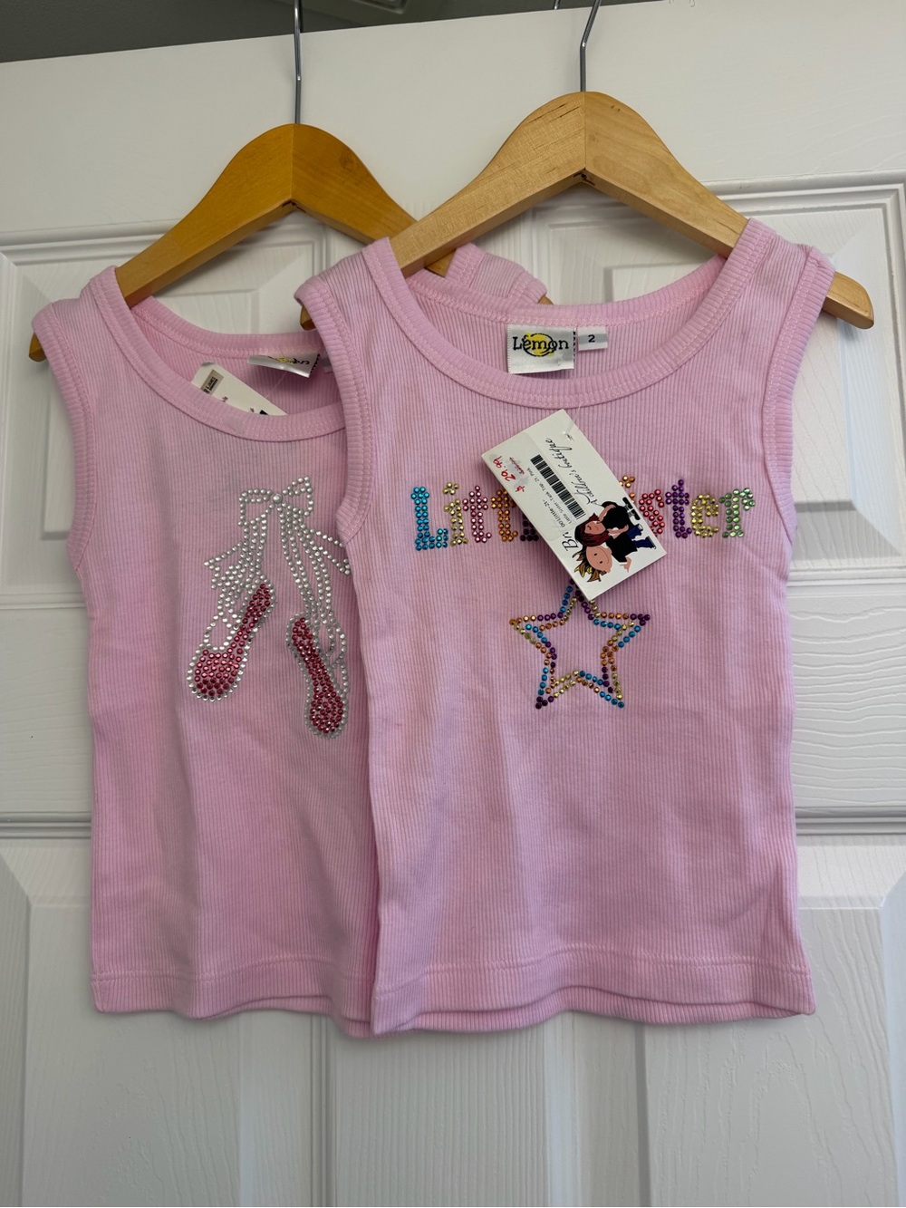NWT 2x Lemon Loves Lime Tanks Size 2 Pink Little Sister Ballet Rhinestone Set